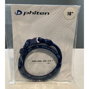 NEW Phiten Classic Star Titanium Single Strand Necklace Blue - 18" Inch